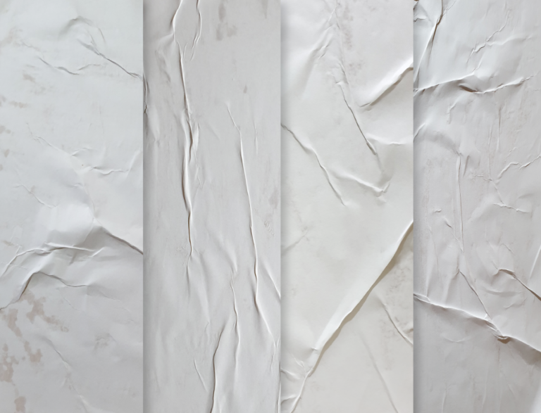Set de texturas de papel pegado con efecto grunge con arrugas